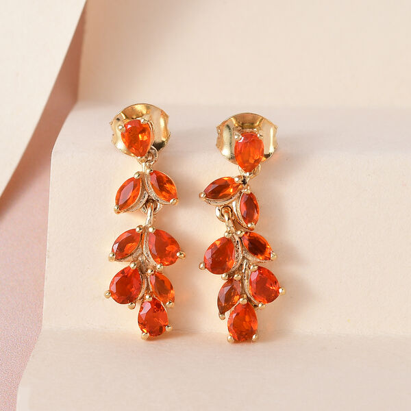 Salamanca Feueropal Ohrringe, 925 Silber vergoldet, ca. 1.21 ct image number 2