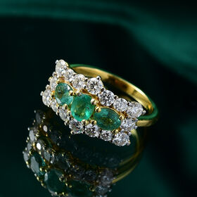 AAA Smaragd und Moissanit Ring - 2,32 ct.