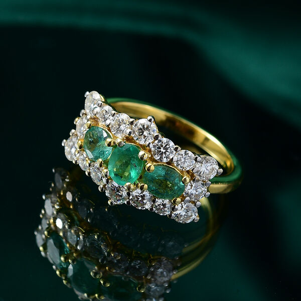 AAA Smaragd und Moissanit Ring - 2,32 ct. image number 1