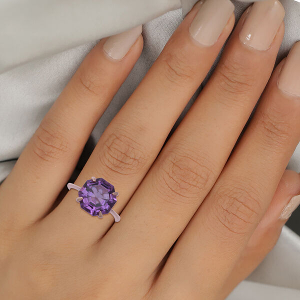Lusaka Amethyst Solitär Ring 925 Silber Roségold-Überzug image number 2