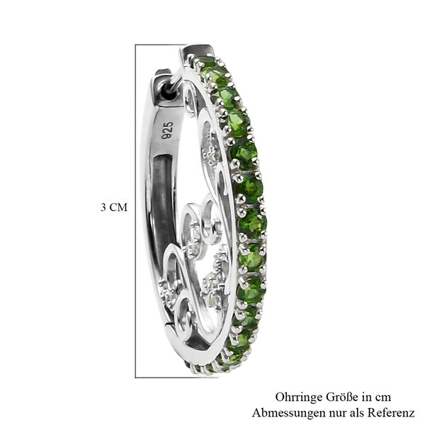 Nat&uuml;rlicher Chromdiopsid und Zirkon Creolen 925 Silber platiniert ca. 2,81 ct image number 5