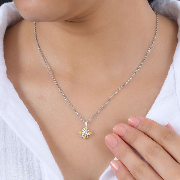 Designer Inspiriert XOXO Gelber Zirkonia Schmuckset 925 Silber und Edelstahl image number 3