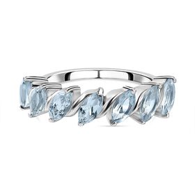 Himmelblauer Topas Ring 925 Silber rhodiniert (Größe 19.00) ca. 2,18 ct