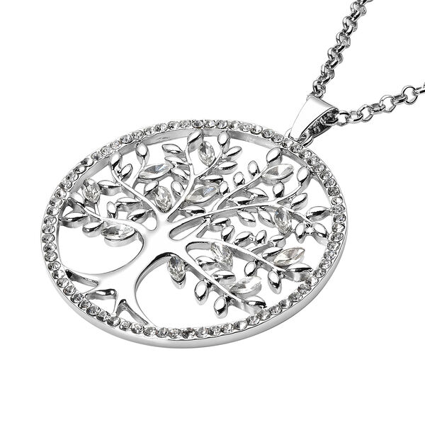 Wei&szlig;er Kristall und Glas Lebensbaum-Anh&auml;nger mit Kette, 74+6 cm, silberfarben image number 4