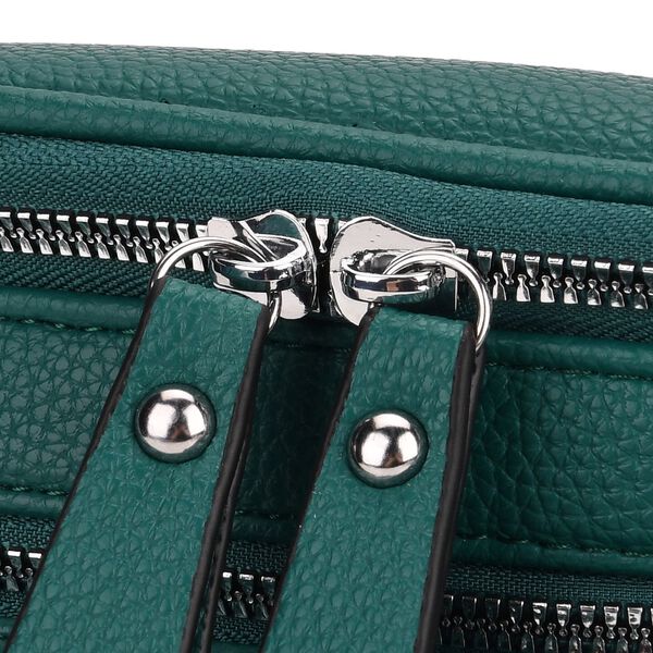 PU Crossbody Tasche mit gemustertem Riemen, 22x8x19cm, Blaugr&uuml;n image number 7