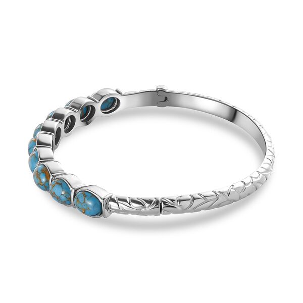 Blaues T&uuml;rkis Armreif ca. 19 cm Edelstahl ca. 10.80 ct image number 4