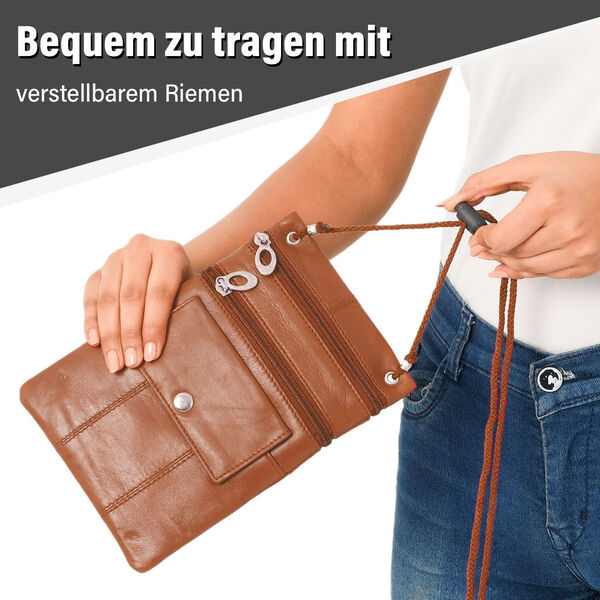 100% Echtleder Crossbody-Tasche, 15.25x19.05 cm, braun image number 3