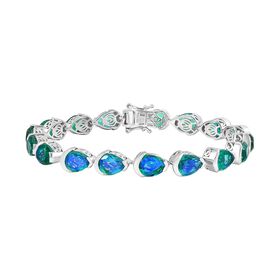 D’joy Pfau Quarz Triplette Armband ca. 20 cm 925 Silber rhodiniert ca. 31,76 ct.
