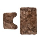 2er Set Verlauf-Plüsch-Badematte, Anti-Rutsch-Rückseite, L50xW80cm, Braun