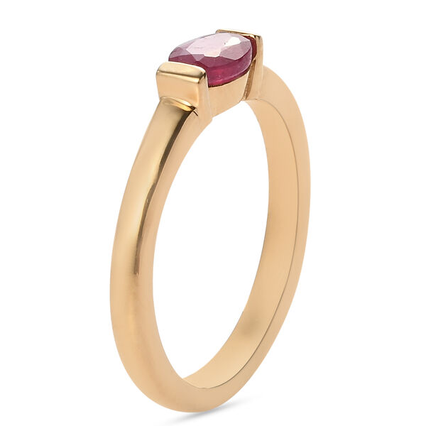 Afrikanischer Rubin Solitär Ring 925 Silber 585 Vergoldet image number 5