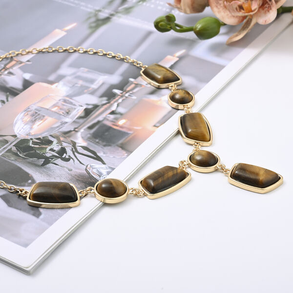 Gelbe Tigerauge-Halskette, 45 cm, goldfarben ca. 130,00 ct image number 2