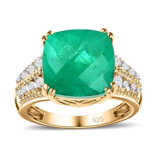 Smaragd Triplett Quarz und Zirkon Ring- 7,83 ct. image number 4