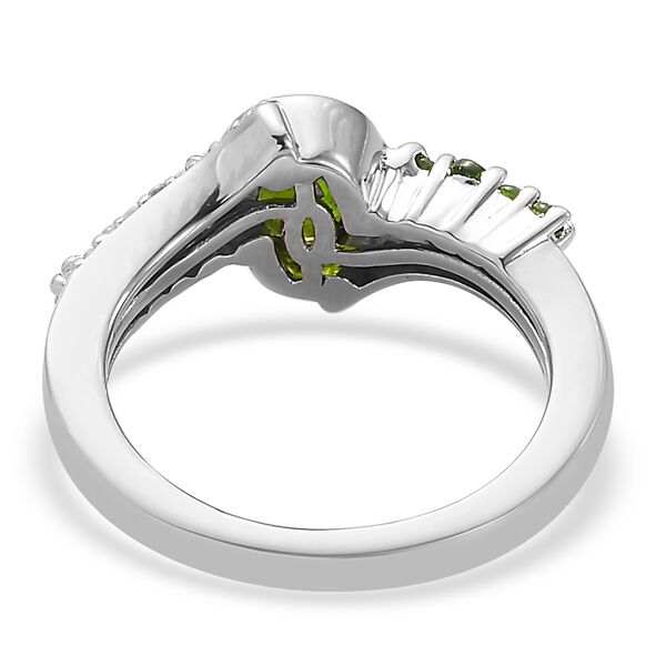 Nat&uuml;rlicher Chromdiopsid und ZirkonRing 925 Silber platiniert  ca. 1,18 ct image number 6