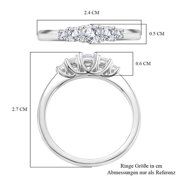 RADIANTA GRA zertifiziert Moissanit (D-VVS) Ring 925 Silber rhodiniert (Gr&ouml;&szlig;e 19.00) ca. 0.49 ct image number 6