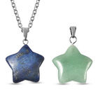 Grüner Aventurin und Lapislazuli-Anhänger mit Kette, 50 cm, Edelstahl ca. 33,50 ct