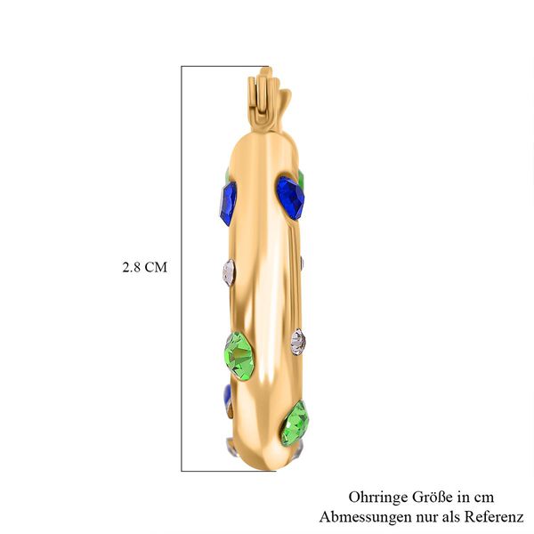 Mehrfarbige Kristall-Ohrringe in Goldton image number 7