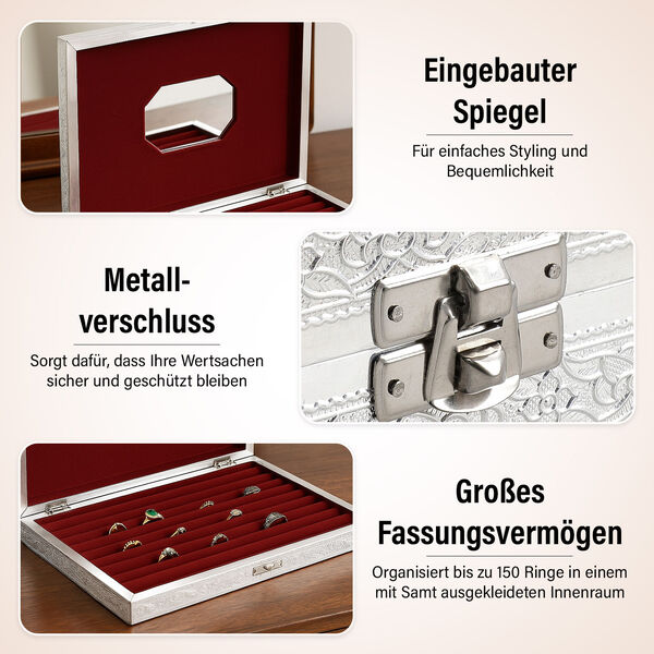 Minakari-Ringbox, Pfauentanz-Design, für 150 Ringe, 35,6x25x5,8 cm image number 3