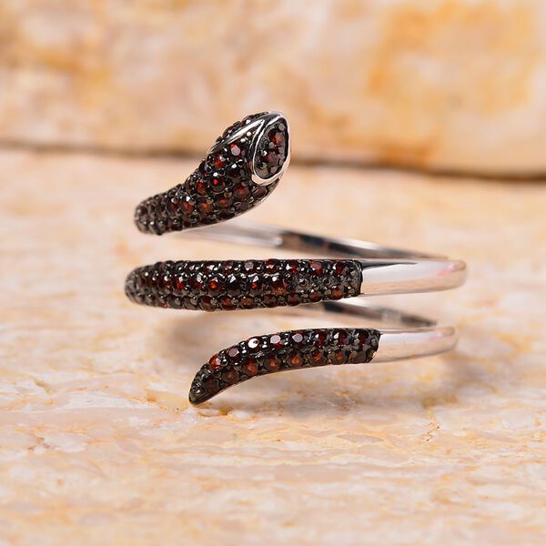 Roter Granat Ring, 925 Silber Zweifarbig, (Größe 16.00), ca. 0.95 ct image number 2