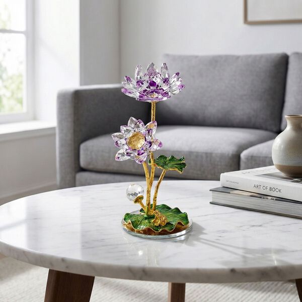 Kristall Lotus Bl&uuml;te, 18 x 7,5 cm, Lila image number 3