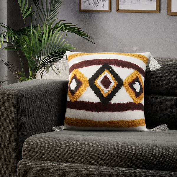 2er Set - Kissenbezug mit Quasten, Diamantmuster image number 5