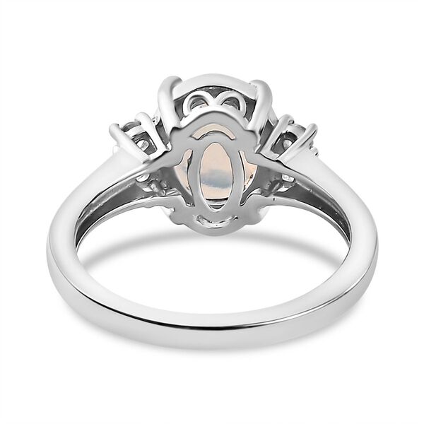 AA Nat&uuml;rlicher, &auml;thiopischer Welo Opal, Wei&szlig;er Zirkon Ring, 925 Silber platiniert (Gr&ouml;&szlig;e 17.00) ca. 1.43 ct image number 7
