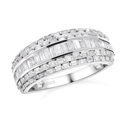 Weißer Diamant Ring, 925 Silber platiniert, (Größe 17.00) ca. 1.00 ct