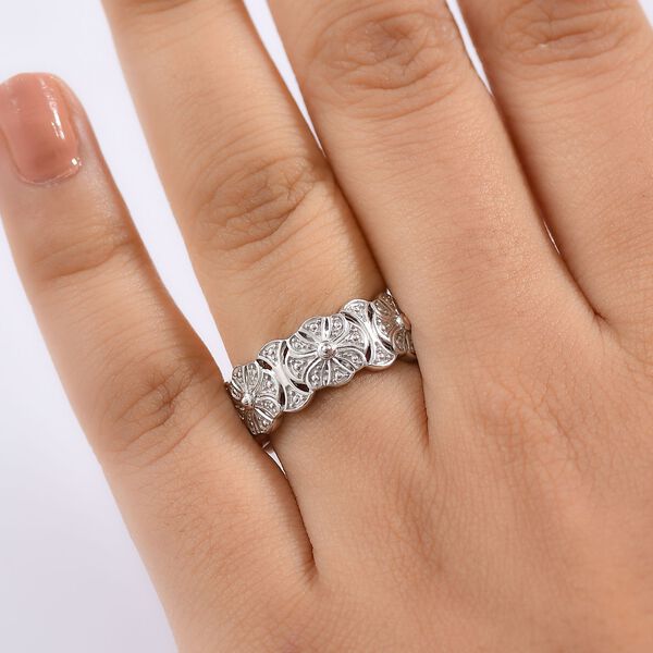 Wei&szlig;er Diamant Ring 925 Silber, platiniert (Gr&ouml;&szlig;e 18.00) image number 3