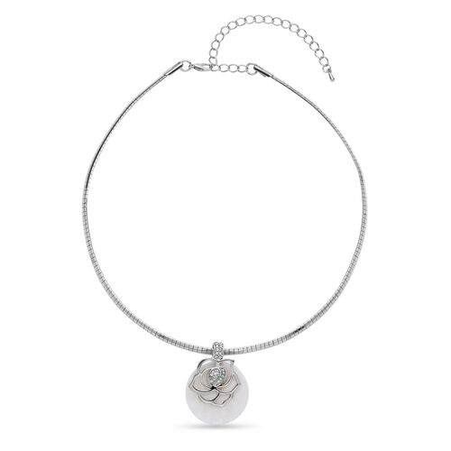 Weiße Muschelkernperle und weiße Kristall-Halskette - 7 ct. image number 0