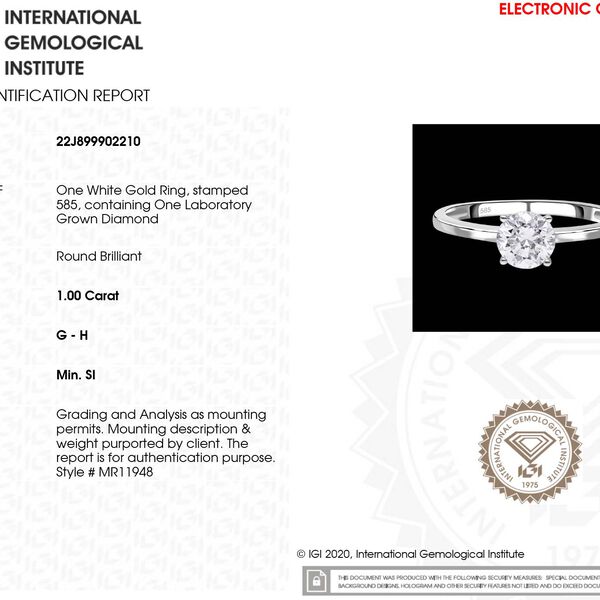 LUXURIANT IGI zertifizierter SI-GH Labor Diamant Ring in 585 Wei&szlig;gold- 1 ct. image number 8