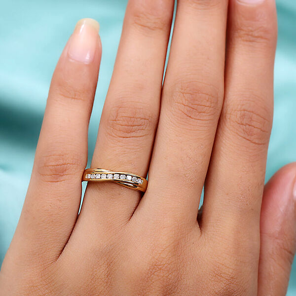 Wei&szlig;er Diamant P Ring 925 Silber Vermeil YG ca. 0,25 ct. image number 3