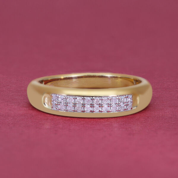 Diamant-Ring, 925 Silber Gelbgold Vermeil  ca. 0,10 ct image number 2