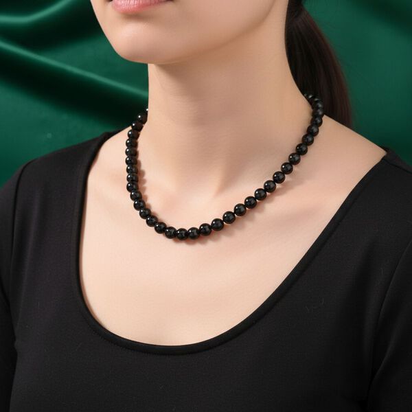 Nat&uuml;rlich Schwarzer Obsidian Halskette ca. 50 cm 316L Edelstahl ca. 380.00 ct image number 2