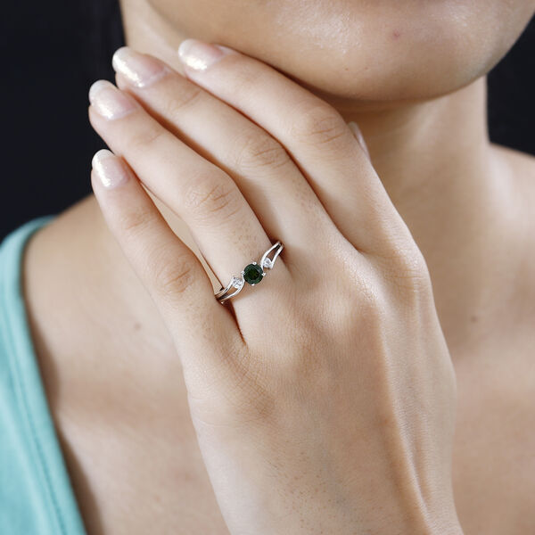 Nat&uuml;rlicher Chromdiopsid und Zirkon-Ring - 0,69 ct. image number 3