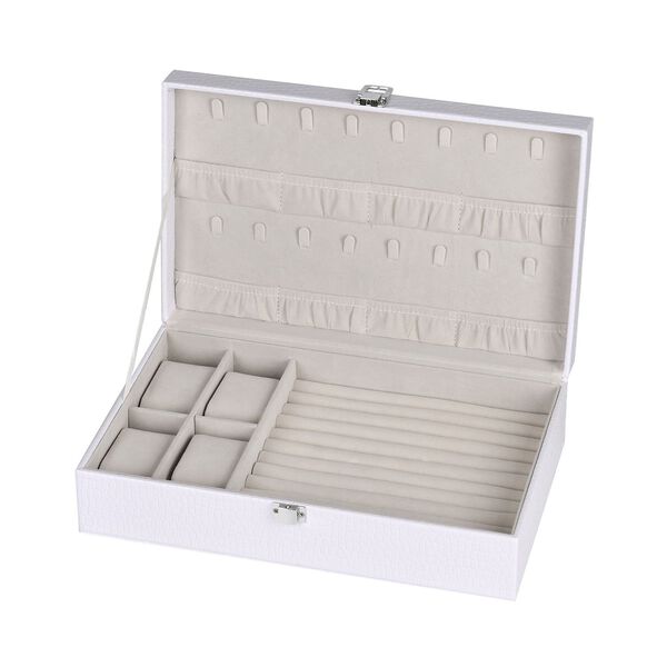 Premium Schmuckbox mit Silberpoliertuch, 32x20x8,7 cm, Wei&szlig; image number 5