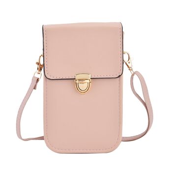 Crossbody Tasche mit RFID Schutz, 10,6x17,6x5cm, Riemen 117cm, rosa