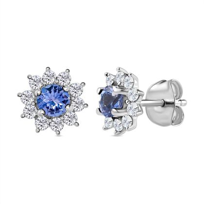 Tansanit und Zirkon Ohrringe - 1,09 ct.