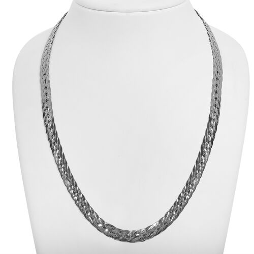 Italienische geflochtene 45cm Kette, 925 Silber rhodiniert image number 1