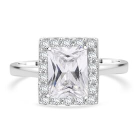 Lustro Stella Weißer Zirkonia Ring 925 Silber rhodiniert (Größe 19.00)