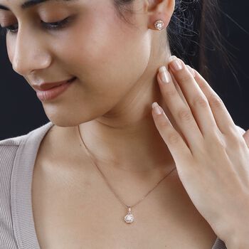 Moissanit Schmuckset, 925 Silber 750 Ros&eacute;gold Vermeil - 0,75 ct.