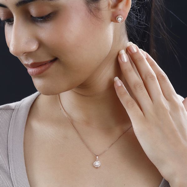 Moissanit Schmuckset, 925 Silber 750 Ros&eacute;gold Vermeil - 0,75 ct. image number 3