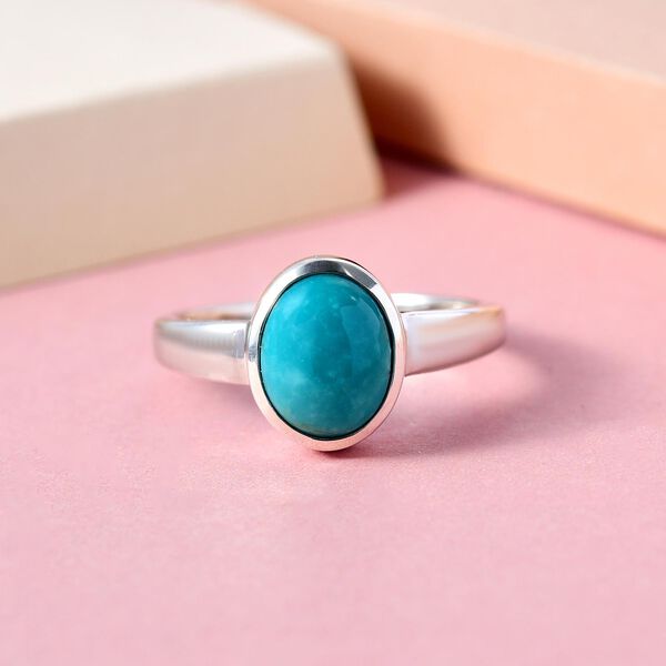 Sierra Nevada T&uuml;rkis Solit&auml;r Ring, 925 Silber platiniert, 1,90 ct image number 2