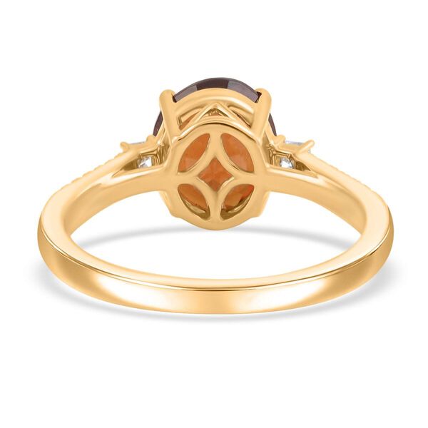LUXORO zertifiziert und gepr&uuml;ft AAA Honig Granat und Diamant Ring in 417 Gold - 3,6 ct. image number 4