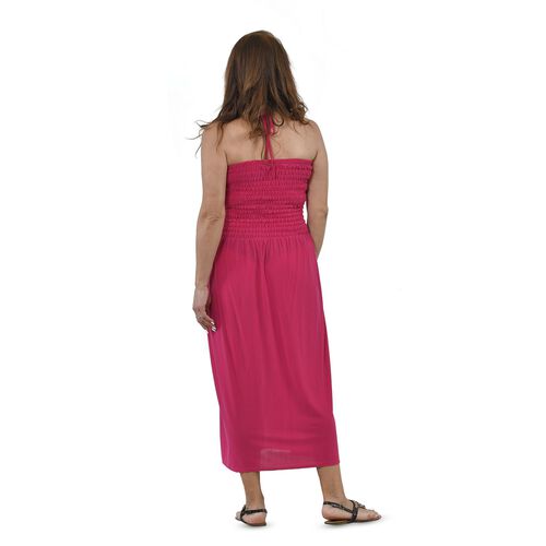 Gesmoktes Neckholder-Kleid, One Size, Fuscia image number 1