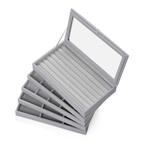 5-lagige stapelbare 26x15x14,5 cm Schmuckbox mit 5 Silber-Poliertüchern, Cremefarben