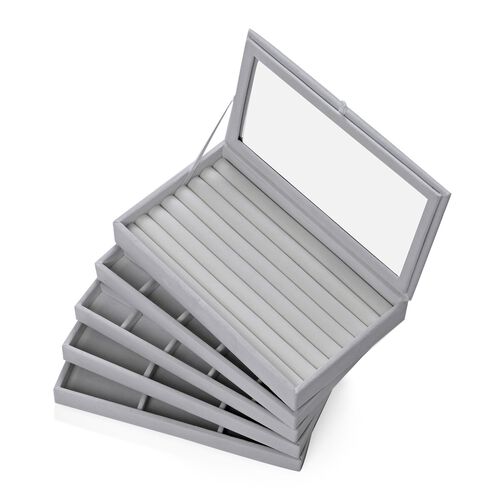 5-lagige stapelbare 26x15x14,5 cm Schmuckbox mit 5 Silber-Poliertüchern, Cremefarben image number 0