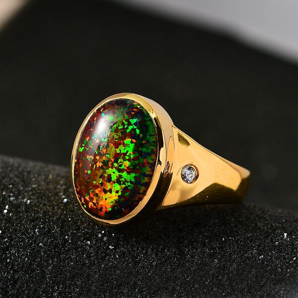 Labor schwarzer Opal und Zirkon Ring - 2,45 ct. image number 3