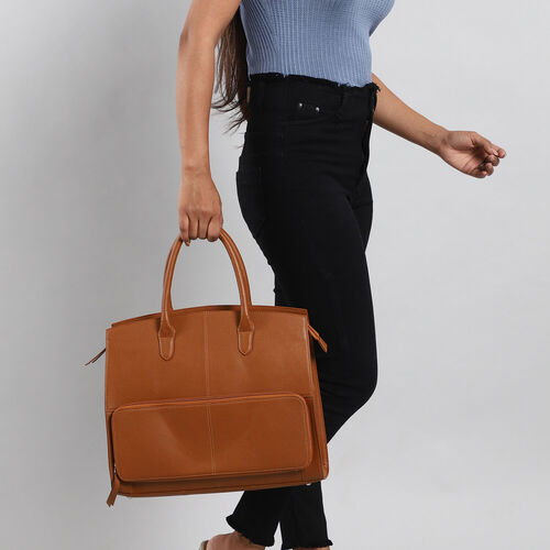 Handtasche aus echtem Leder, hellbraun image number 0