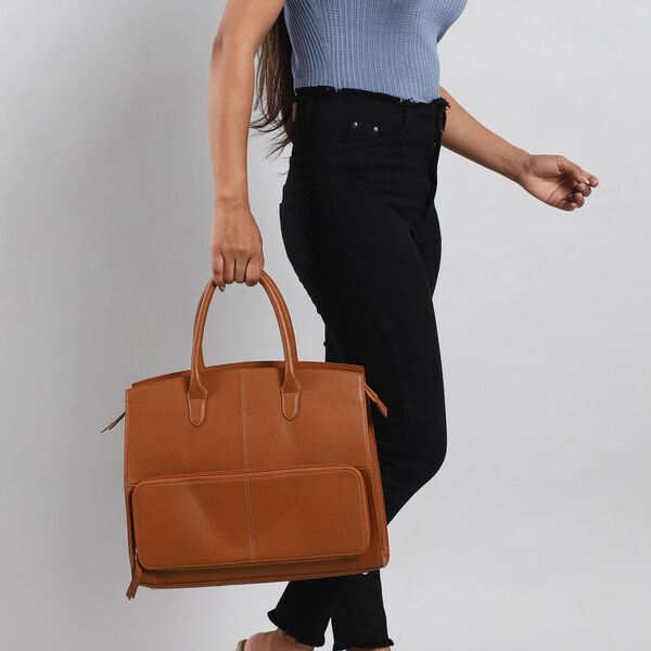 Handtasche aus echtem Leder, hellbraun image number 0