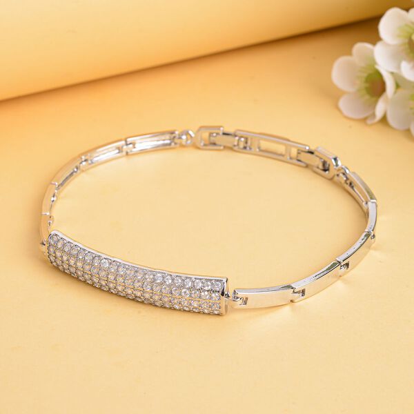 Wei&szlig;es Zirkonia-Armband, ca. 19 cm, silberfarben image number 2