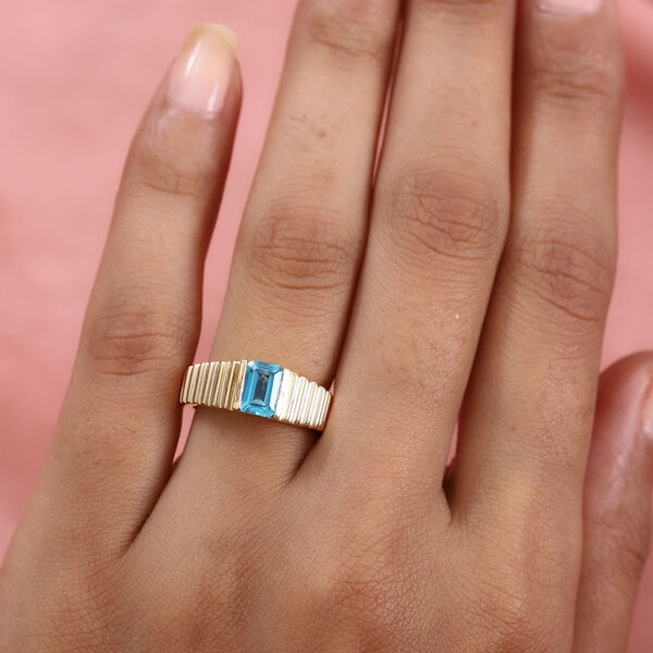 Paraiba Topas Ring 925 Silber 585 Vergoldet image number 3